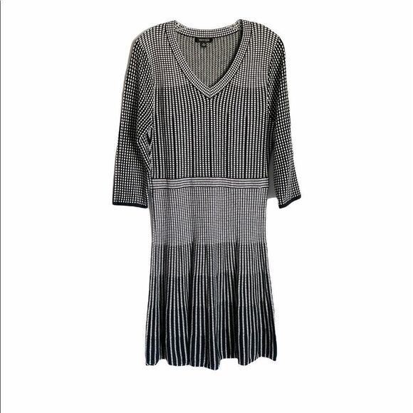 Spense Black White Checkered Knit Dress XL - Picture 1 of 8